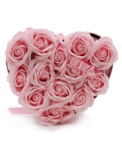 Soap Flower Gift Bouquet - 13 Pink Roses - Heart