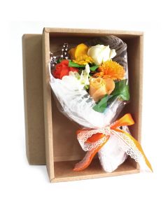 Boxed Hand Soap Flower Bouquet - Orange