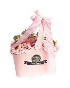 Basket Soap Flower Bouquet - Pink 